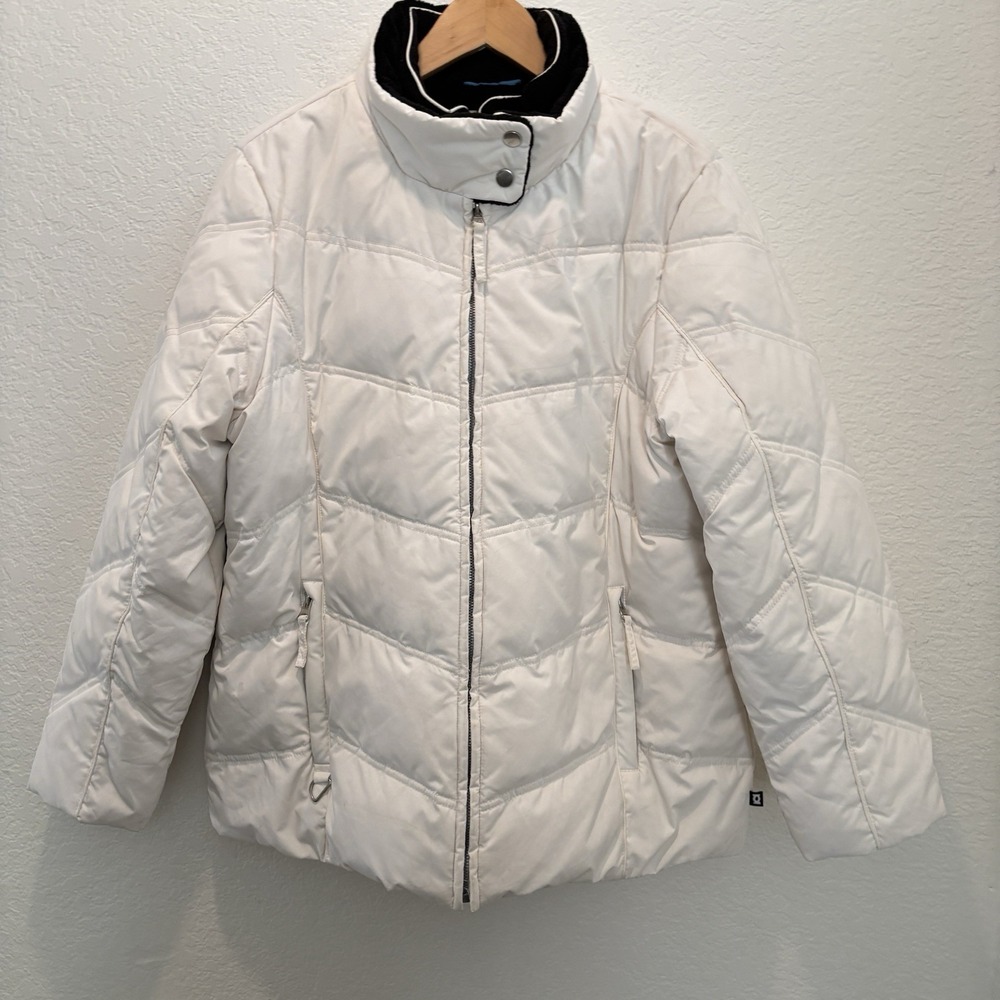 O-Zone Puffer Coat Jacket Womens Large White Down Blend Fill Y2K READ